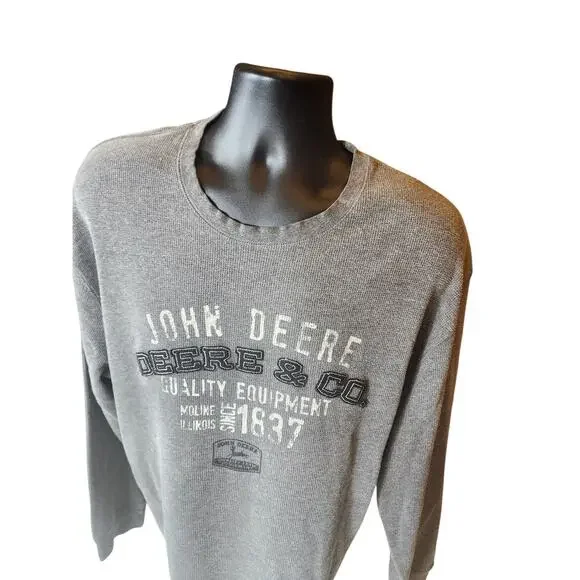 John Deere Long Sleeve Shirt Mens XXL Thermal Waffle Knit Crewneck Casual 1837 - Picture 9 of 9
